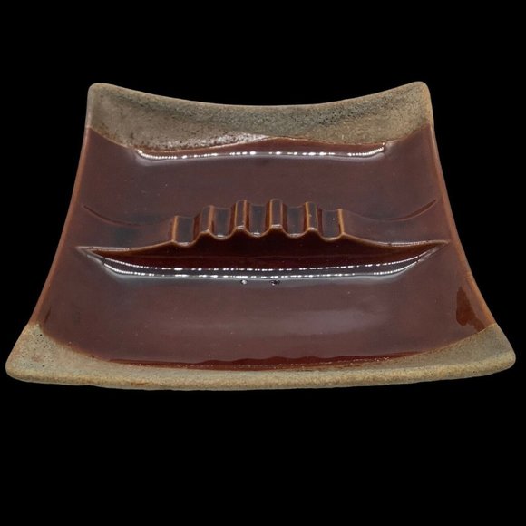 Royal Haegar Brown Earth Art Pottery Vintage Ashtray - Picture 2 of 11
